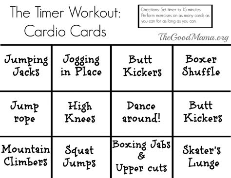printable workout cards web check   color coded exercise