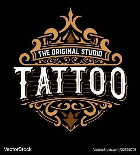 tattoo logo  floral details royalty  vector image