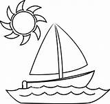 Boat Sailboat Coloring Drawing Clipart Clip Pages Kids Boats Water Printable Color Outline Print Preschool Easy Line Transportation Small Template sketch template