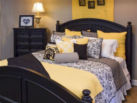 visually pleasant yellow  grey bedroom designs ideas roundecor