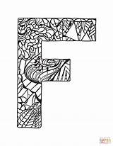 Letter Coloring Zentangle Pages Printable Alphabet Letters Supercoloring Adults Styles Categories sketch template