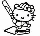 Softball Coloring Kitty Hello Baseball Sheets Decal Cute Clip Vinyl Decals Ebay sketch template