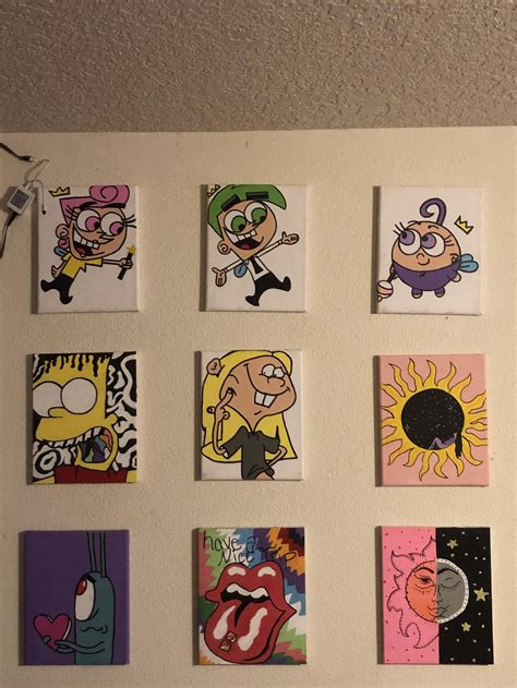 cartoon canvas paintings etsy   canvas drawings small canvas