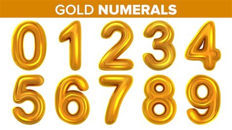 premium vector gold numerals set