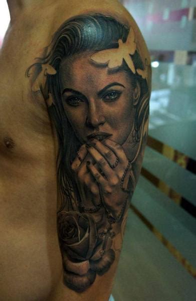 Shoulder Realistic Megan Fox Tattoo By Fredy Tattoo