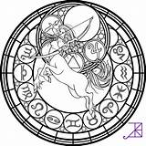 Stained Sagittarius Akili Amethyst Erwachsene Astrology Malvorlagen Sketch sketch template