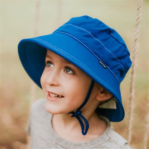 bedhead hats boys bucket hat  bright blue  strap upf  baby kids hats australia