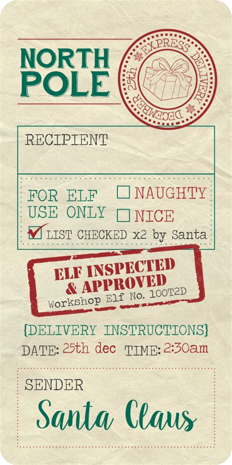 christmas tag santa label special delivery printable  christmas