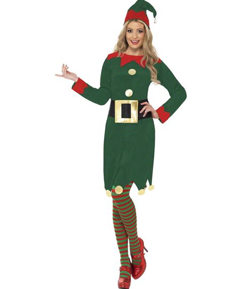 elf ladies fancy dress santas little helper festive christmas adults
