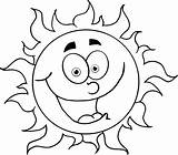 Coloring Sun Cartoon Pages Kids Colouring Color Face Comments Smiley sketch template