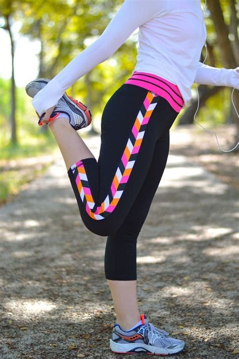 Pink Chevron Yoga Capris Workout Attire Workout Clothes Chic Activewear