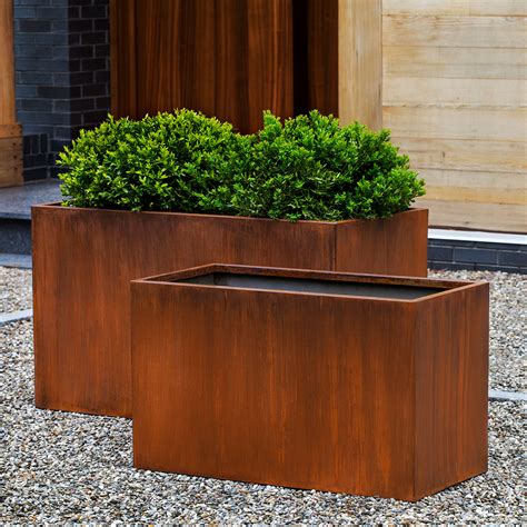 box indooroutdoor planter rust steel set