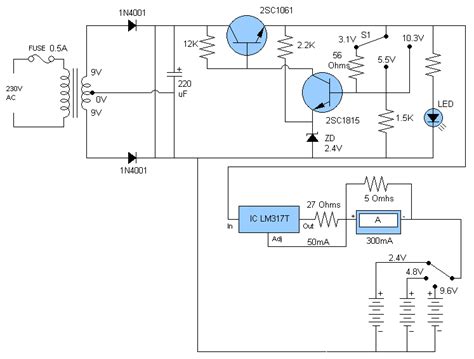 nicd battery charger schematic circuit diagram
