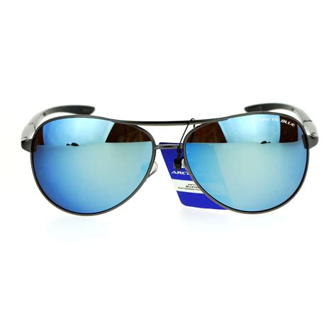 sa106 mens arctic blue mirror lens sport metal aviator sunglasses ebay