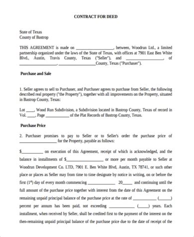 sample contract  deed forms   ms word