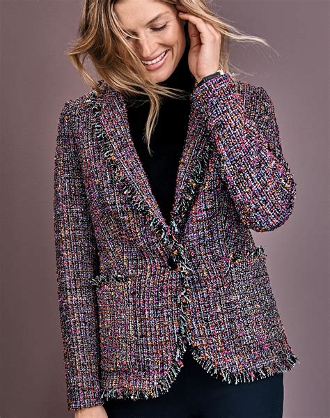 multi fringed tweed blazer pure collection