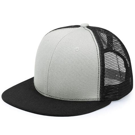 mesh splicing flat brim baseball hat  white dresslily