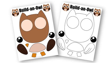 printable cut  paste owl craft  kids