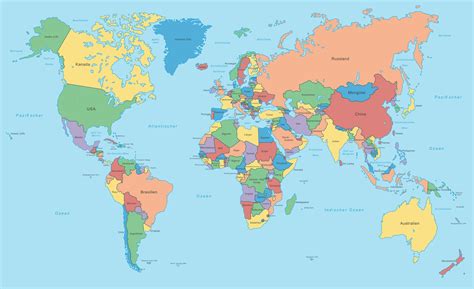 weltkarte landkarte aller staaten der welt politische karte ueber