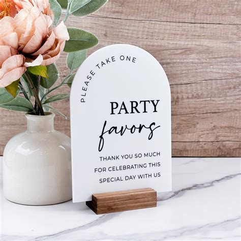 party favors arch table sign party favors sign modern script acrylic