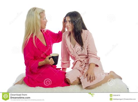 mother and teenage daughter talking royalty free stock