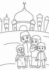 Colouring Muslim Pages Family Ramadan Print Click sketch template