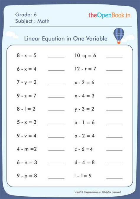 linear equation   variable worksheet notutahituq worksheet