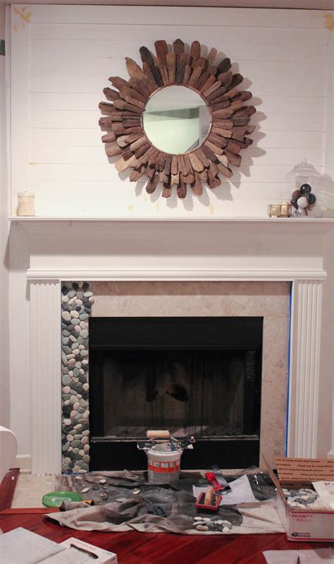 installing pebble tile   builder basic fireplace surround  storied home