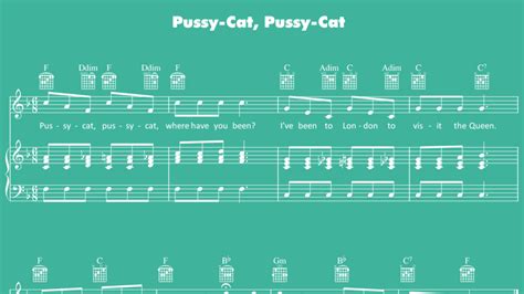 Pussy Cat Pussy Cat Sheet Music Mother Goose Club