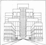 Zentralperspektive Perspektive Punkt Häuser sketch template