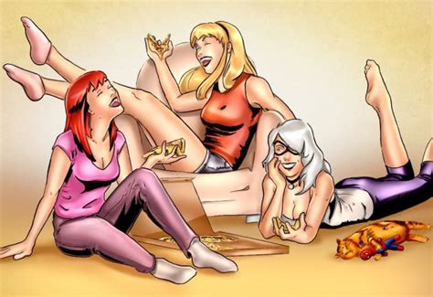 mary jane and gwen stacy pizza party mary jane and gwen