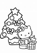 Kitty Hello Coloring Christmas Pages Colouring Tree K5worksheets Printable Xmas sketch template