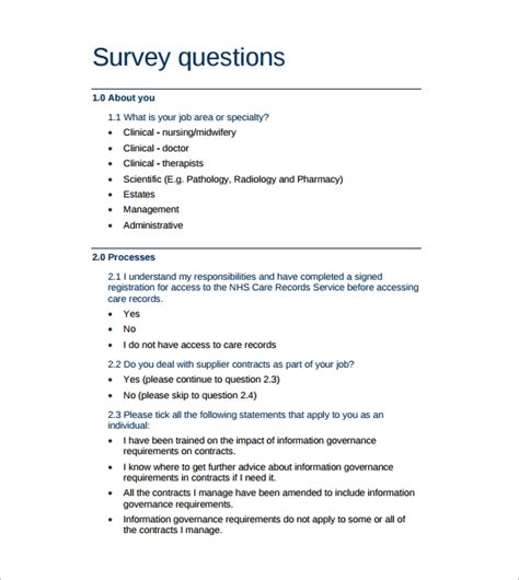 survey question template   documents  word