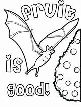 Coloring Bat Fruit Eating Printable Pages Bats Eat sketch template