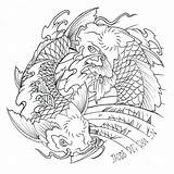Koi Fish Coloring Pages Yang Tattoo Pisces Ying Yin Drawing Outline Japanese Realistic Designs Drawings Tattoos Printable Color Sleeve Getdrawings sketch template