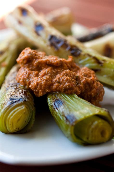 grilled leeks with romesco sauce recipe nyt cooking