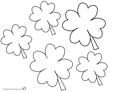 leaf clover coloring pages lucky flowers  printable coloring pages