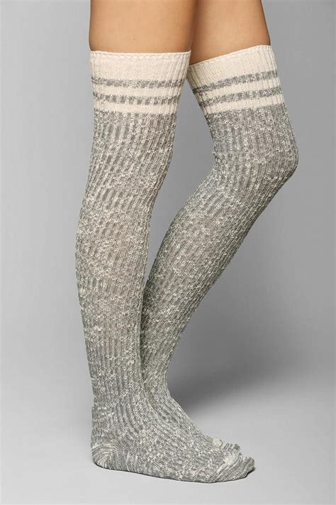 marled varsity stripe over the knee sock urbanoutfitters over the