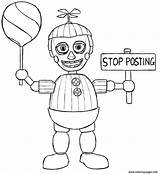 Fnaf Coloring Pages Animatronics Boy Five Nights Balloon Phantom Toy Freddys Trending Days Last sketch template