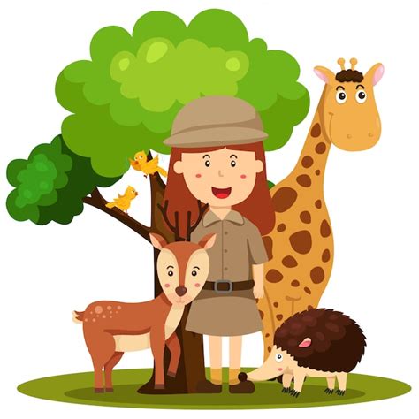 premium vector illustrator  zoo keeper women