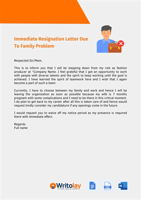 resignation letter sample
