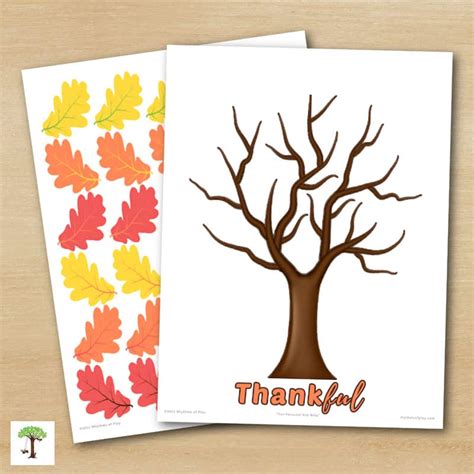 thankful tree printable  gratitude leaves rhythms  play