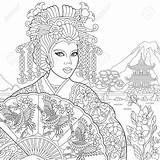 Coloring Geisha Pages Girl Japanese Drawing Holding Actress Getdrawings Getcolorings Face sketch template