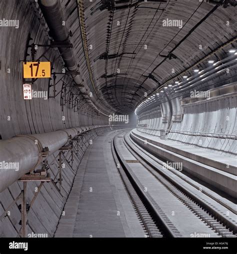 completed section  channel tunnel rail tunnel  permanent tracks walkways  fixed