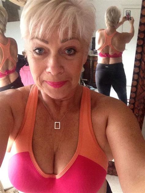 denise welch poses in sports bra as she shows off 4lb weight loss and a lot of cleavage mirror