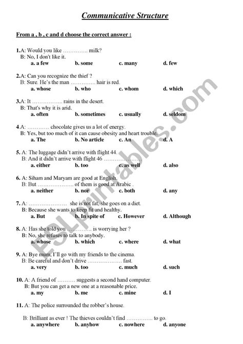 english worksheets structure