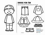 Preschool Kindergarten Activities Clothes Fall Cut Paste Boy Worksheets Kids Color Winter Girl Dress Printable Onto Autumn Outfits Boys Seasons sketch template