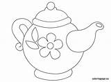Coloring Teapot Tea Pages Template Printable Templates Flower Pot Teapots Pattern Pots Printables Party Book Print Coloringpage Big Embroidery Kids sketch template
