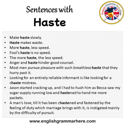 sentences  haste haste   sentence  english sentences