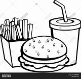 Burger Fries Vector Drawing Beverage Getdrawings Bigstock sketch template